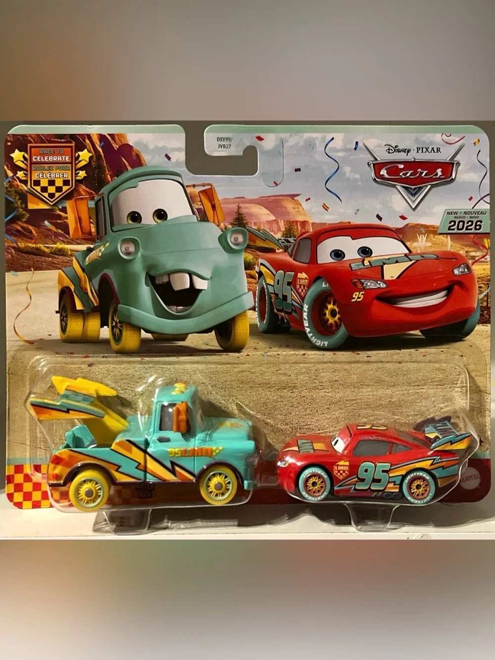 Disney Pixar - Cars - Race To Celebrate Mater & #95 Lightning McQueen 1:55 Scale